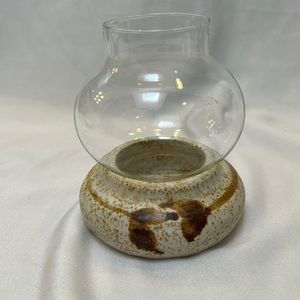 Handmade Pottery Votive Candle Holder with Globe